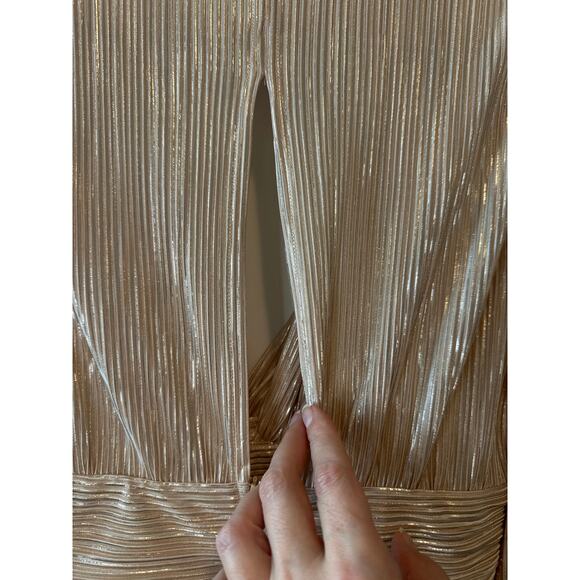 Sabina Musayev Adi Pearl Blush Metallic Pleated Mini Dress Size L - Picture 7 of 13